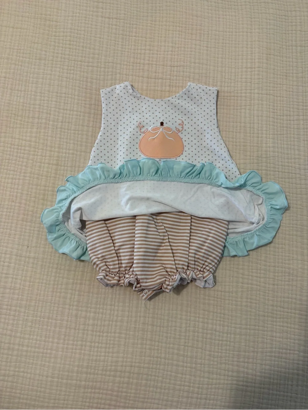Girls Pumpkin Appliqué Bubble 9M - New without Tags
